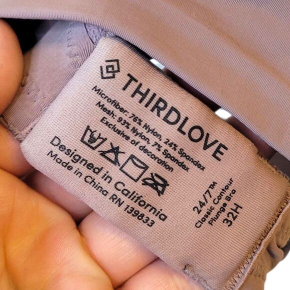Thirdlove Women's Mauve Mesh 24/7 Classic Contour Plunge Bra Size 32H - Picture 3 of 5